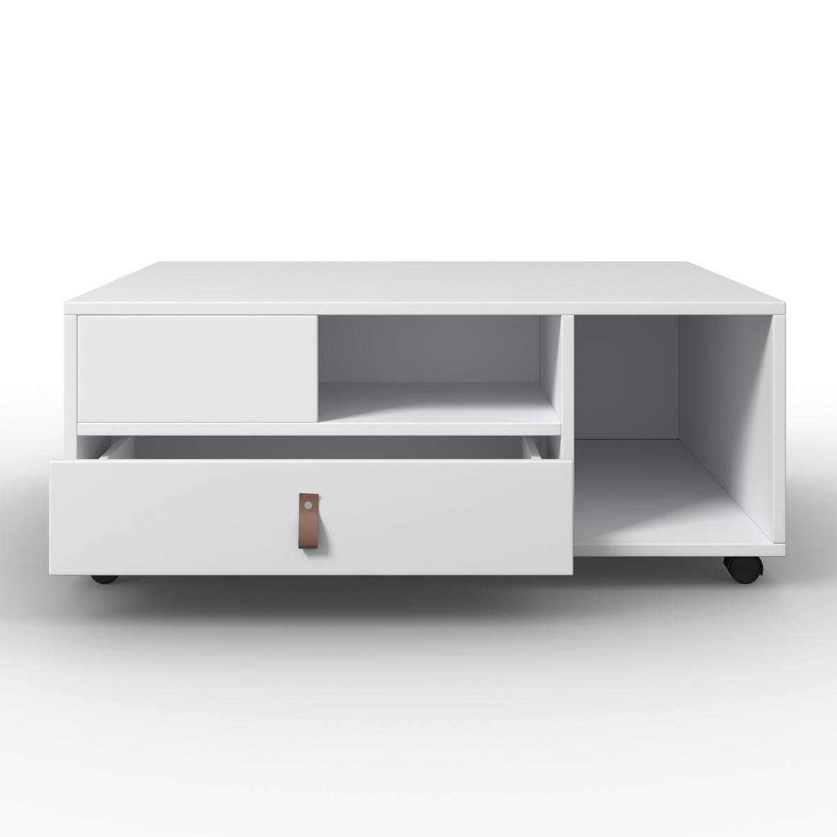 Konferenční stolek MICK - bílá/hnědá, Moderní, kompozitní dřevo/plast (74/88/35cm) - Modern Living