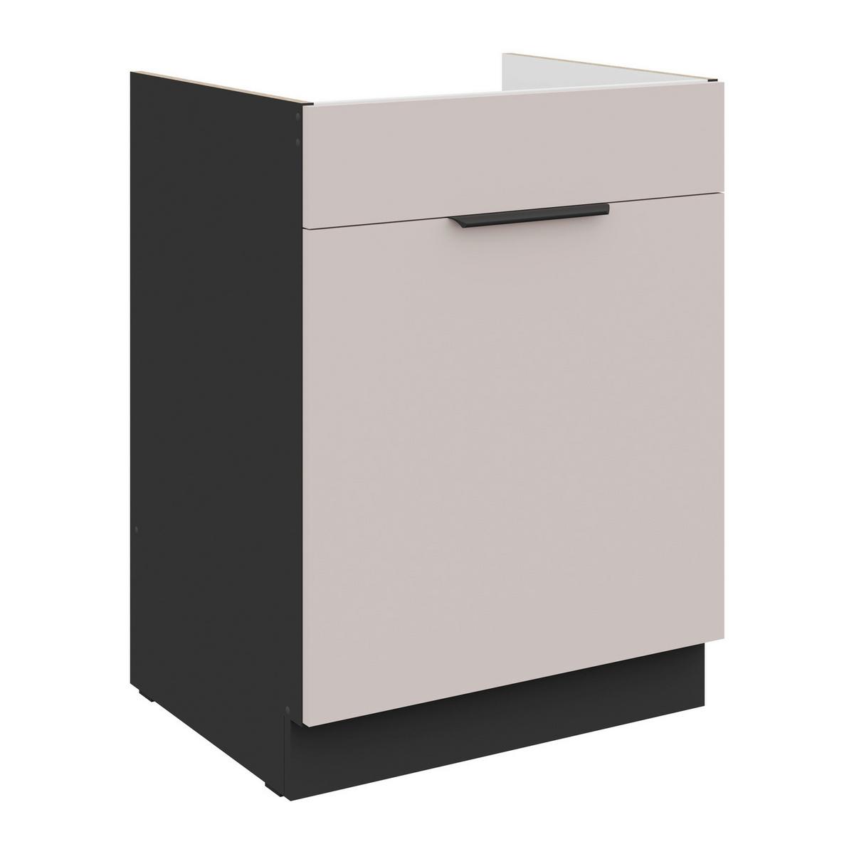 Mosogató-alsószekrény Arona 60/82cm - bézs/fekete, Modern, faalapú anyag/fém (60/82/52cm)