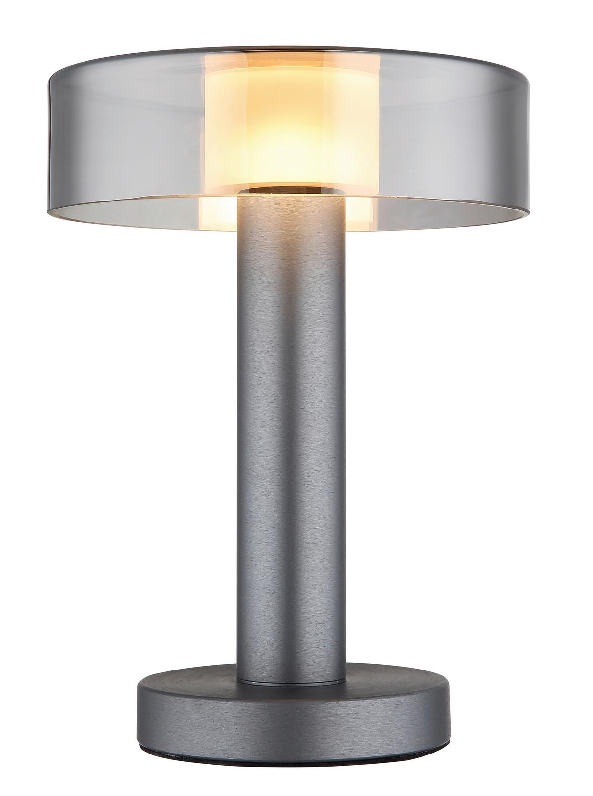 LED-Tischleuchte Grant Grau Schwarz D: 22 cm - Schwarz/Grau, Design, Glas/Kunststoff (22/31cm) - Globo
