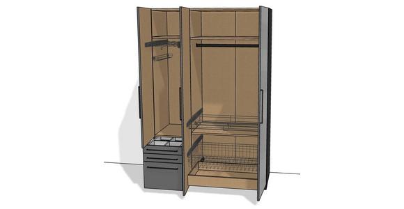 Kleiderschrank Unit 3trg. Normalhöhe - KONVENTIONELL (137/210/58,3cm) - Ondega