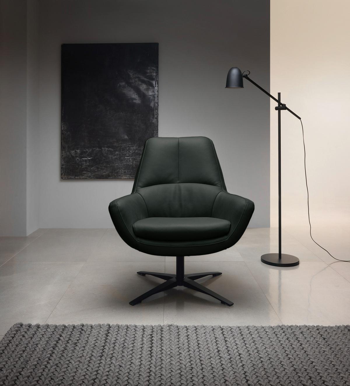 Sessel Be Organic - Schwarz, MODERN, Leder (81/92/83cm) - Trendmanufaktur