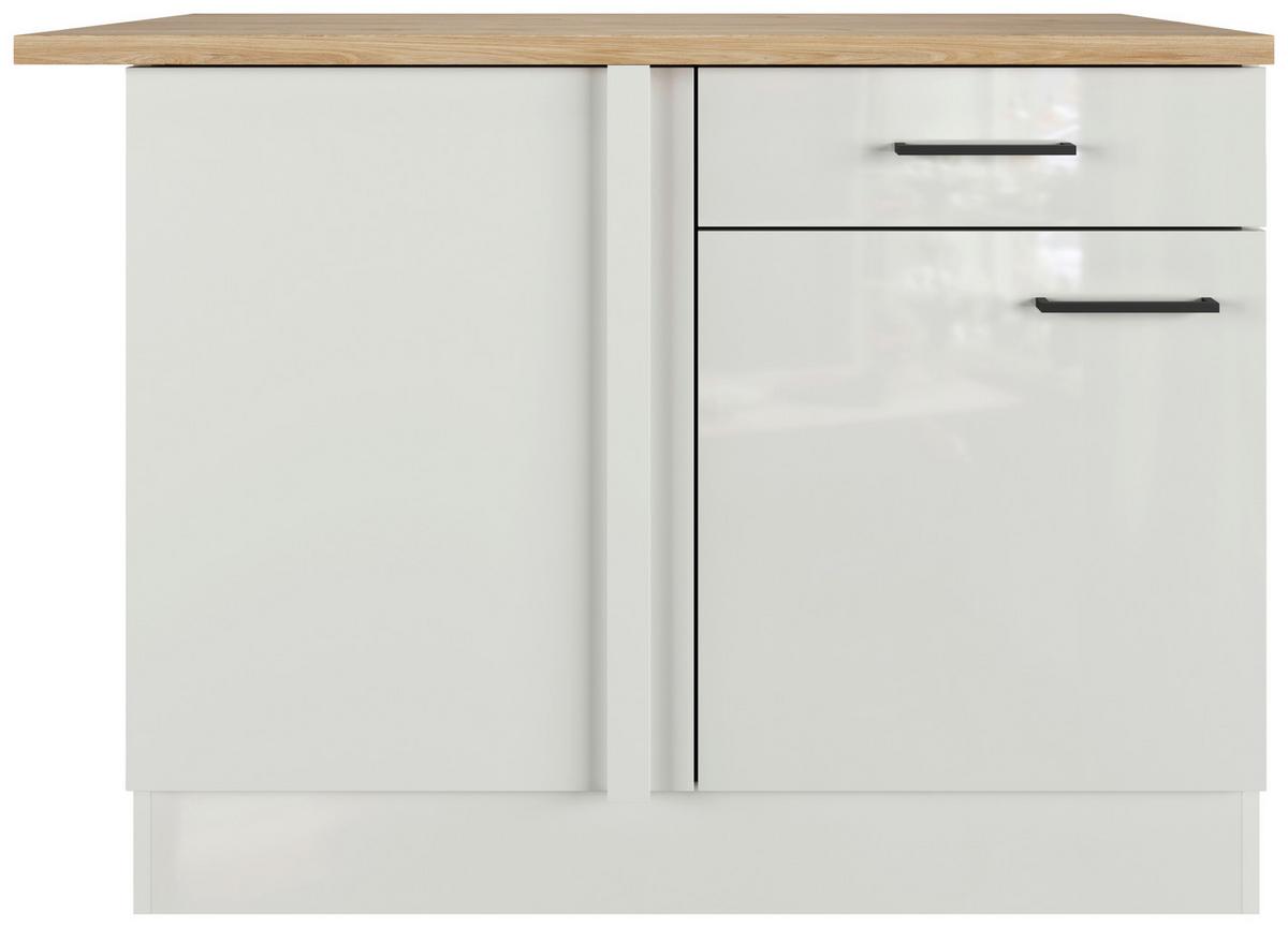 Rohová spodní skříňka LEVI - šedá/černá, Moderní, kov/kompozitní dřevo (110/86/60cm) - FlexWell