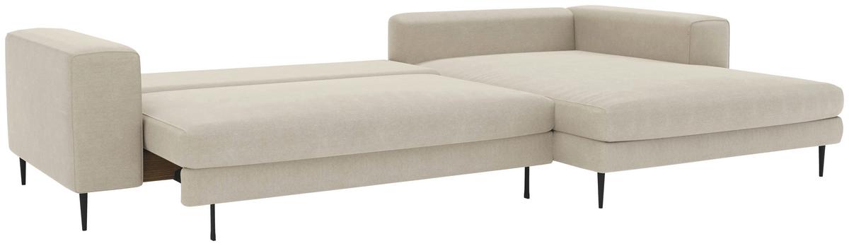Eckschlafsofa Aurora Ii - Beige/Schwarz, MODERN, Textil (315/170cm) - Trendmanufaktur