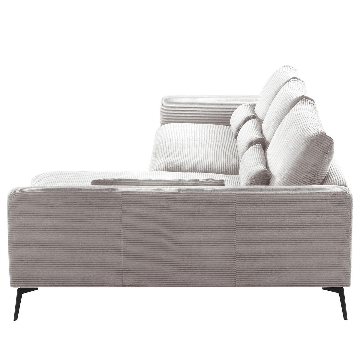 Ecksofa Berlin Hellgrau Cord 313x172 cm - Hellgrau/Schwarz, Design, Textil (313/172cm) - P & B