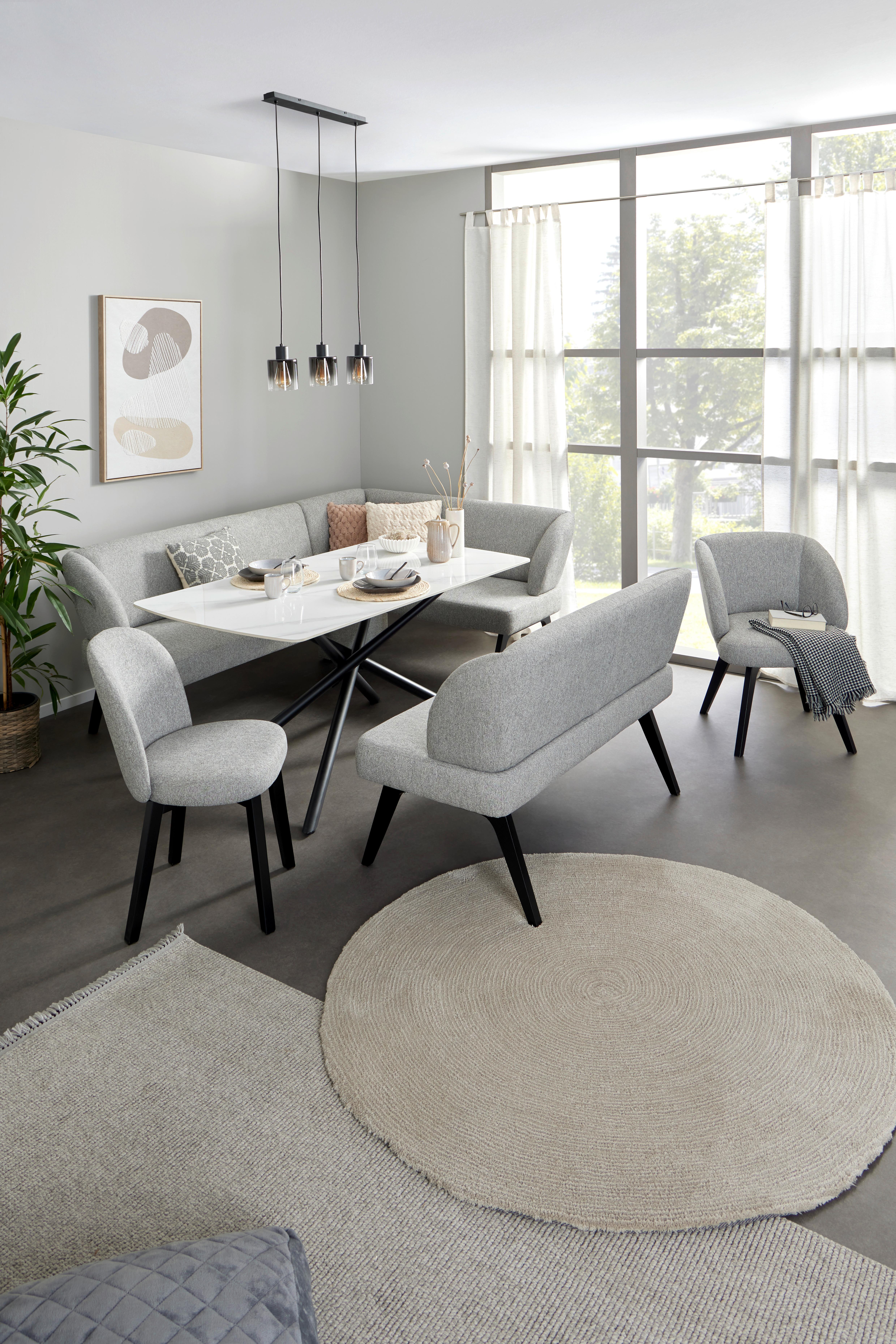 Eckbank Nala - Hellgrau/Schwarz, MODERN, Holz/Textil (215/150cm)