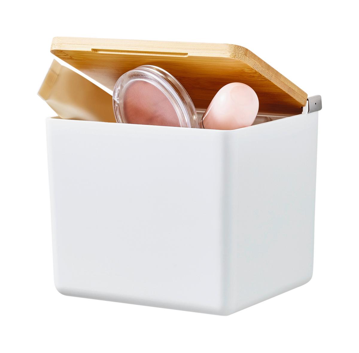 Aufbewahrungsbox Baboo Bambus BxHxT: ca. 12,2x11x10,2cm - Weiß, Basics, Holz/Kunststoff (12,2/11/10,2cm)