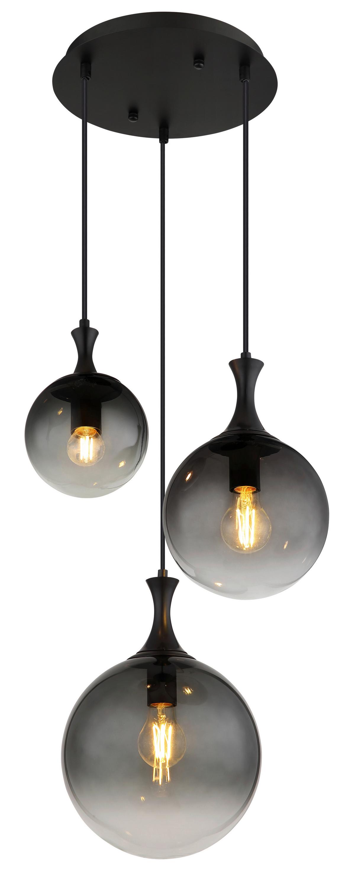 Hängeleuchte 15885-3h - Schwarz, Design, Glas/Kunststoff (39/141,5cm) - Globo