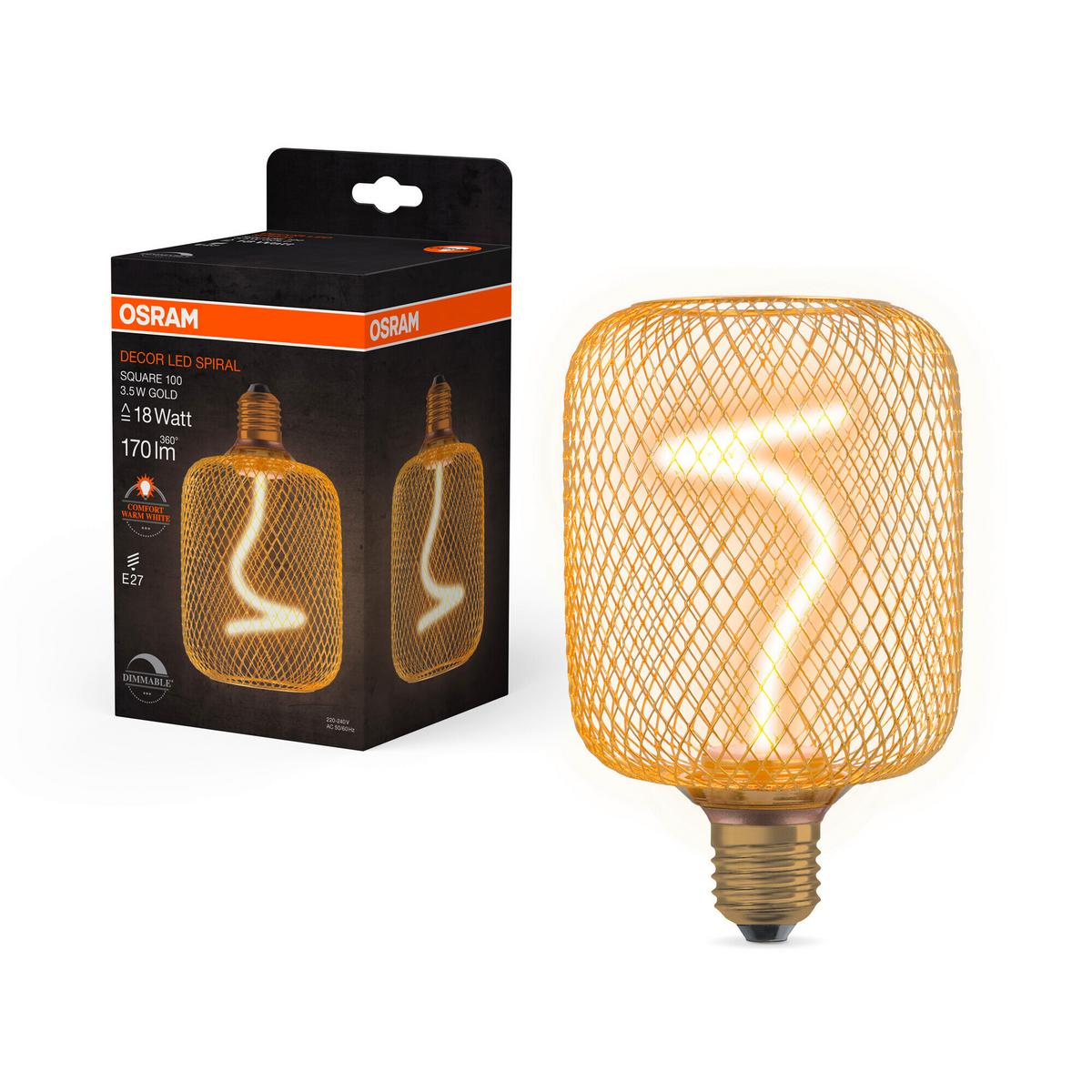 Led-filament-leuchtmittel E27, 1800k - Goldfarben, KONVENTIONELL, Metall (10/16,2cm) - Osram