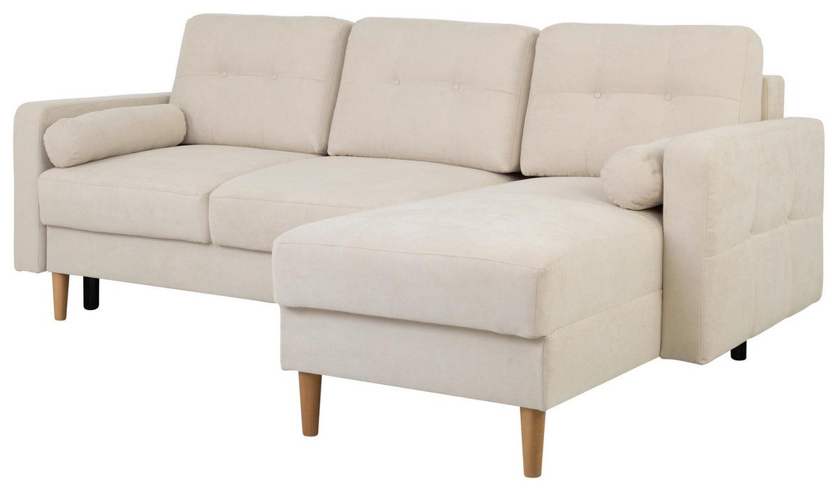 Ecksofa Noret, Weiß S: 223x157 Cm - Buchefarben/Weiß, Design, Textil (223/157cm) - MID.YOU