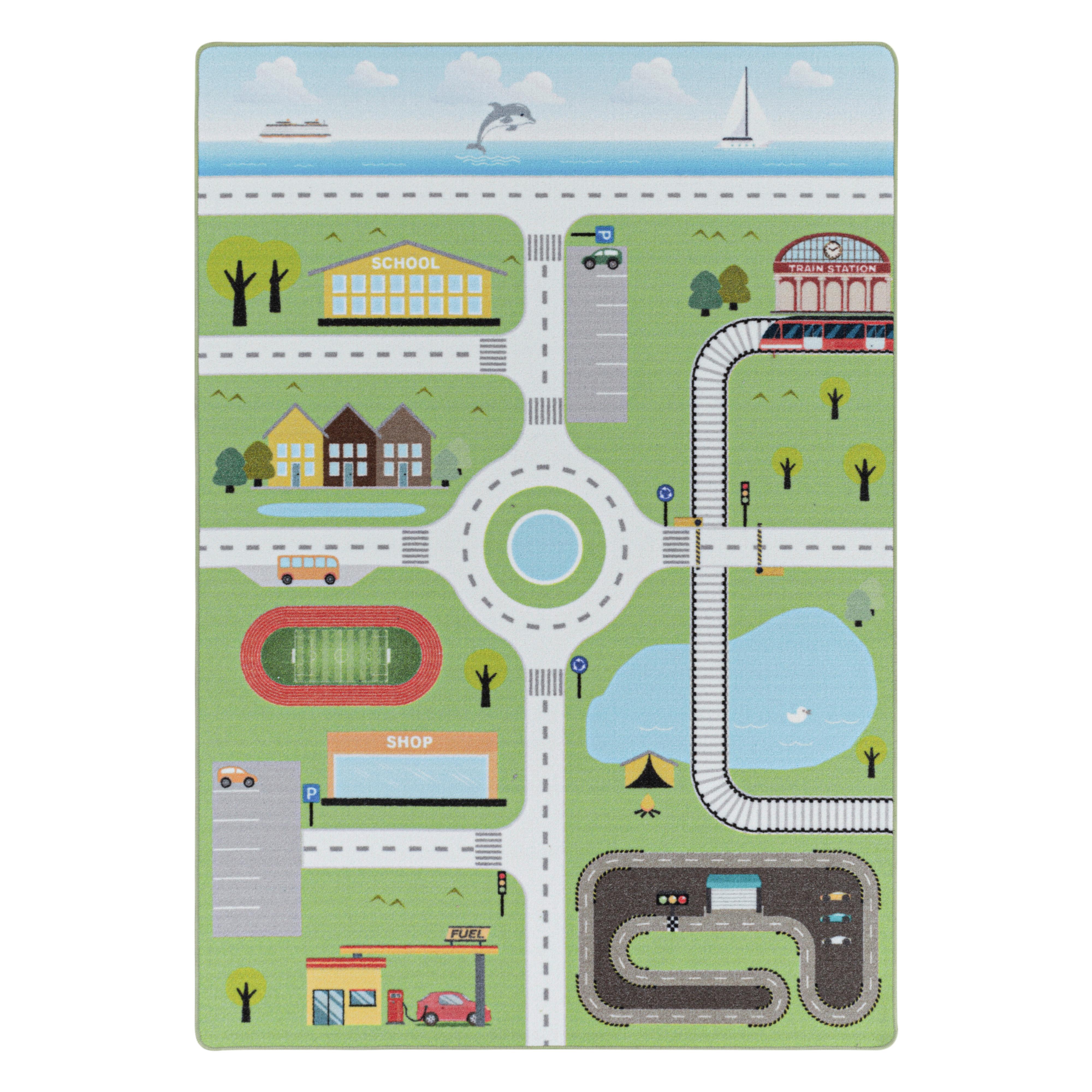 Kinderteppich Straße grün Play 160x230 cm