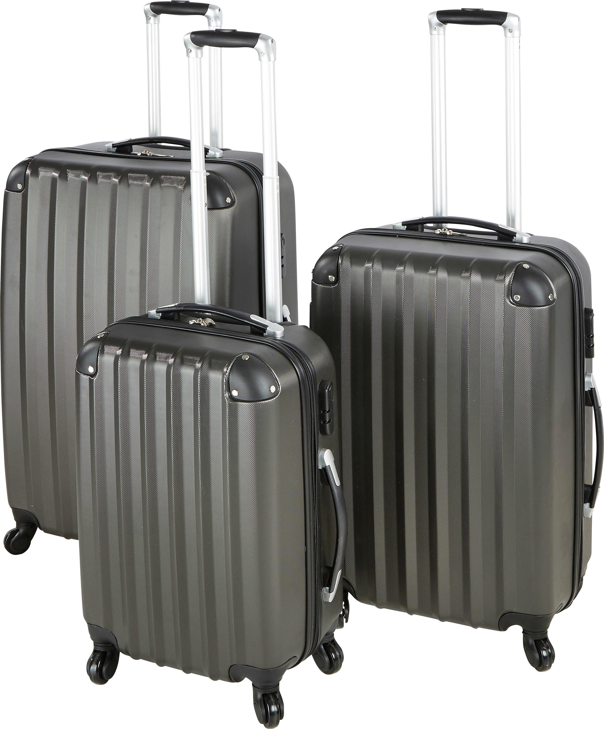 Reisekoffer Set 3-Teilig Jumbo 4 Rollen Hartschale - Anthrazit, KONVENTIONELL, Kunststoff/Textil - Luca Bessoni