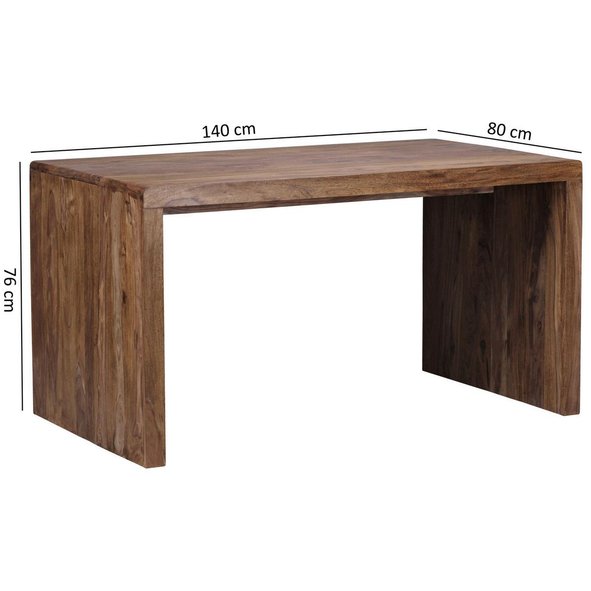 Schreibtisch Sheesham Sheeshamfarben B: 80 cm - Sheeshamfarben, Design, Holz (140/80/76cm) - MID.YOU
