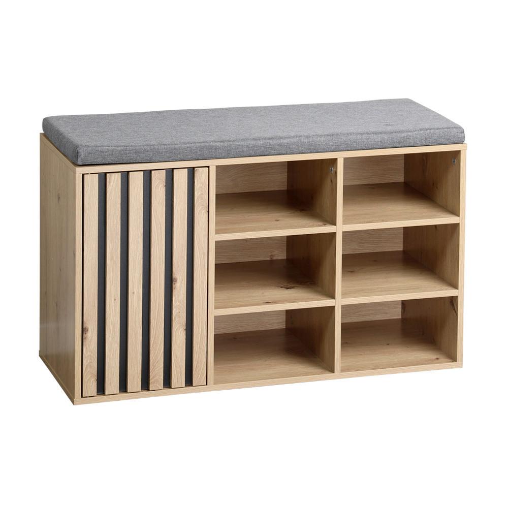 GARDEROBENBANK Eiche/Grau B: 29,5cm - Eichefarben/Schwarz, Basics, Holzwerkstoff/Textil (29.5/48/76cm) - Kesper