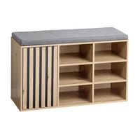 GARDEROBENBANK Eiche/Grau B: 29,5cm - Eichefarben/Schwarz, Basics, Holzwerkstoff/Textil (29.5/48/76cm) - Kesper