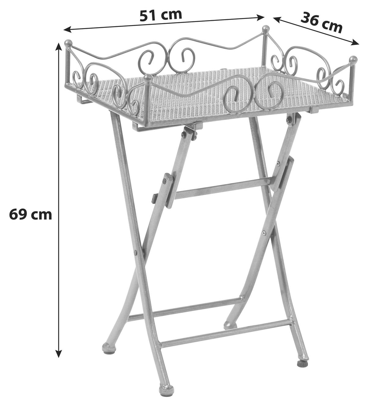 Gartenbeistelltisch Klappbar Toulouse Stahl Grau L: 51 cm - Grau, Basics, Metall (51/36/69cm) - Gardenson