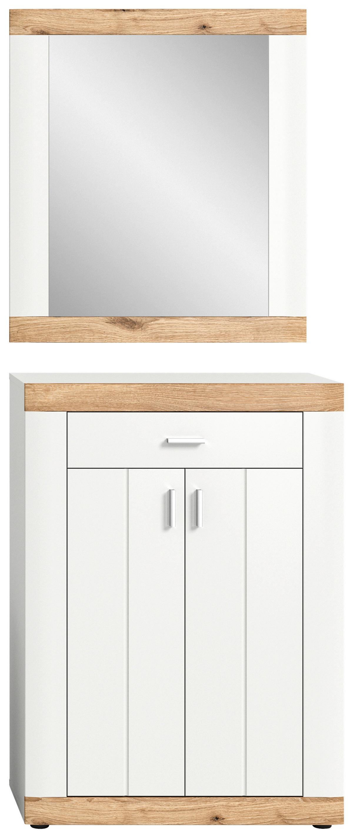 Garderobe Weiß Nb, Nox Oak Dekor - Weiß, KONVENTIONELL, Glas/Holzwerkstoff (73/191/37cm) - MID.YOU