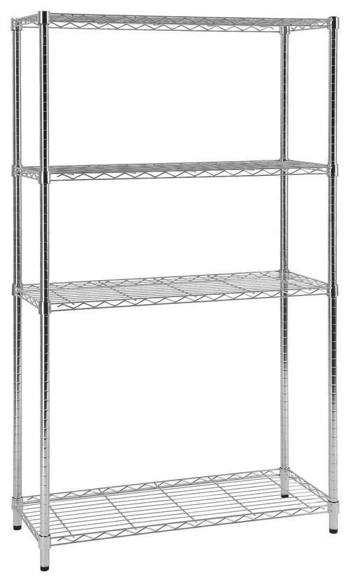 Regal Mit 4 Einlegeböden Meran 1 B: 91 cm Chromfarben - Chromfarben/Schwarz, MODERN, Kunststoff/Metall (91/150/35,5cm)