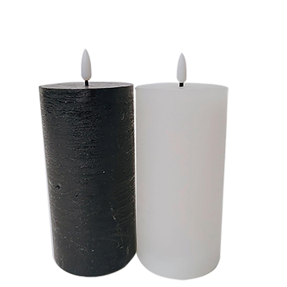 Svíčka s LED Mandy, V: 15cm - bílá, plast/přírodní materiály (7,5/15cm) - Premium Living