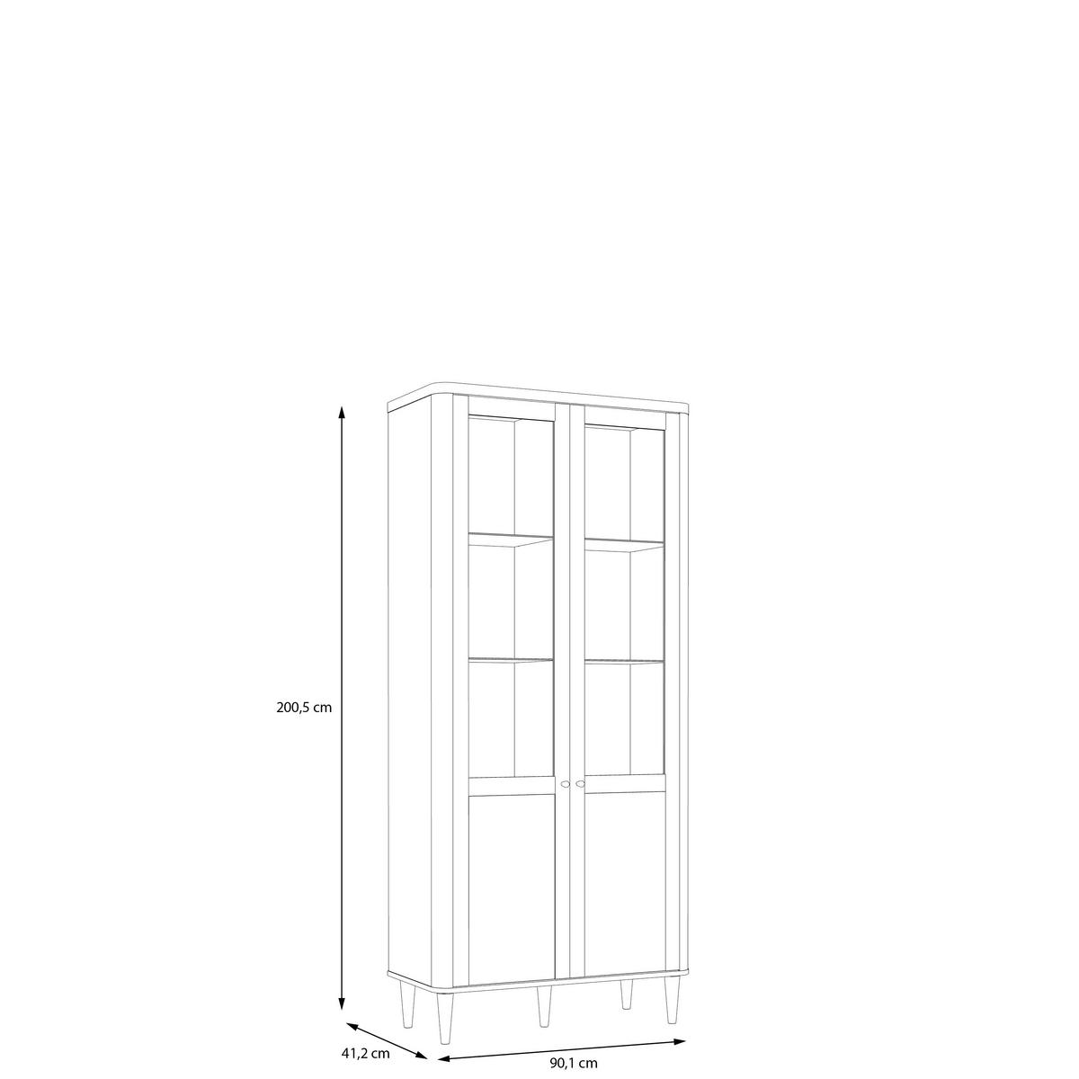 Vitrína, piesková/dub Valencia - piesková/farba duba, Modern, kompozitné drevo/sklo (90,1/200,5/41,2cm)