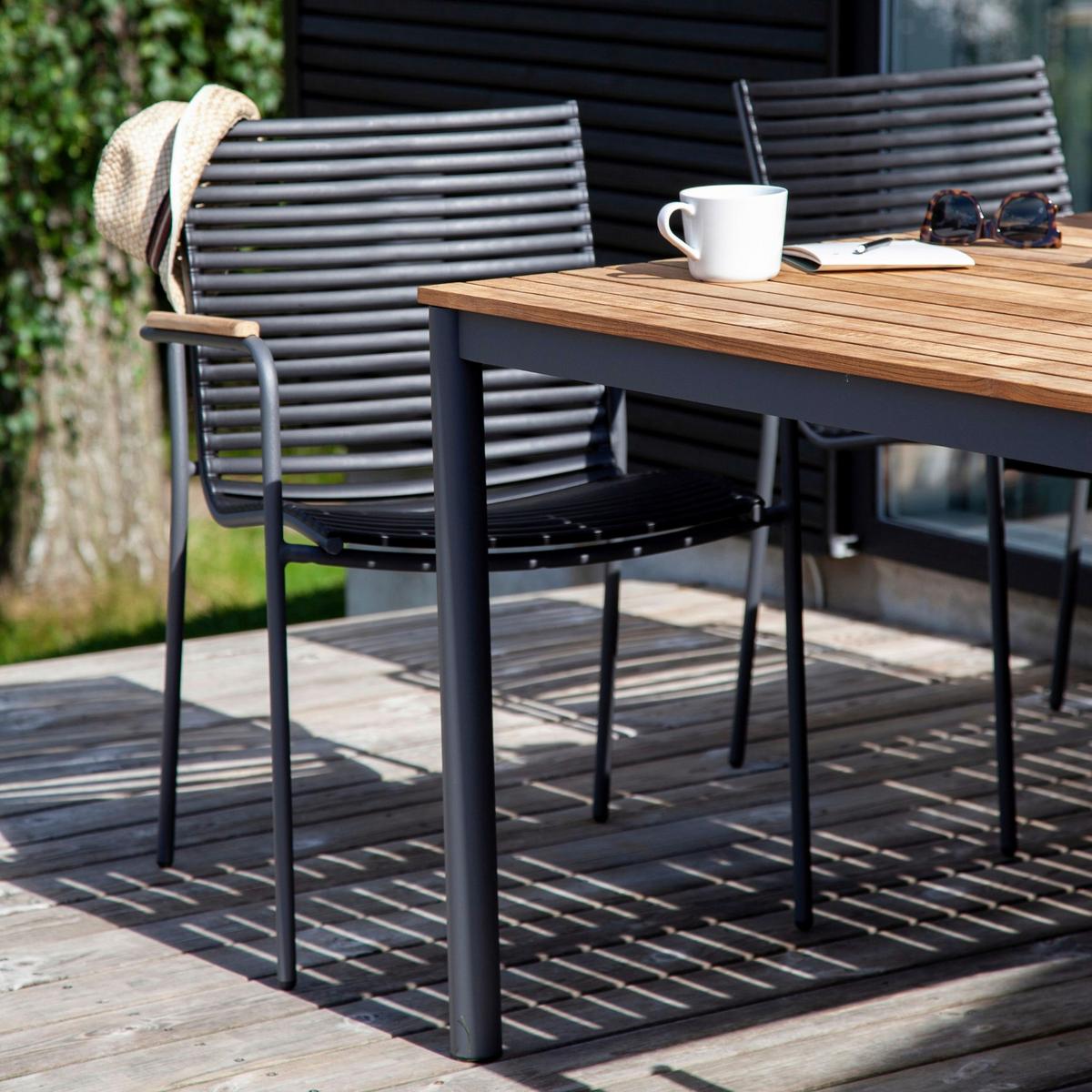 Gartenmöbel Set 5-Tlg. Mood Teakholz/Kunststoff - Anthrazit/Schwarz, Natur, Holz/Kunststoff (60/84/56cm) - Gardenson