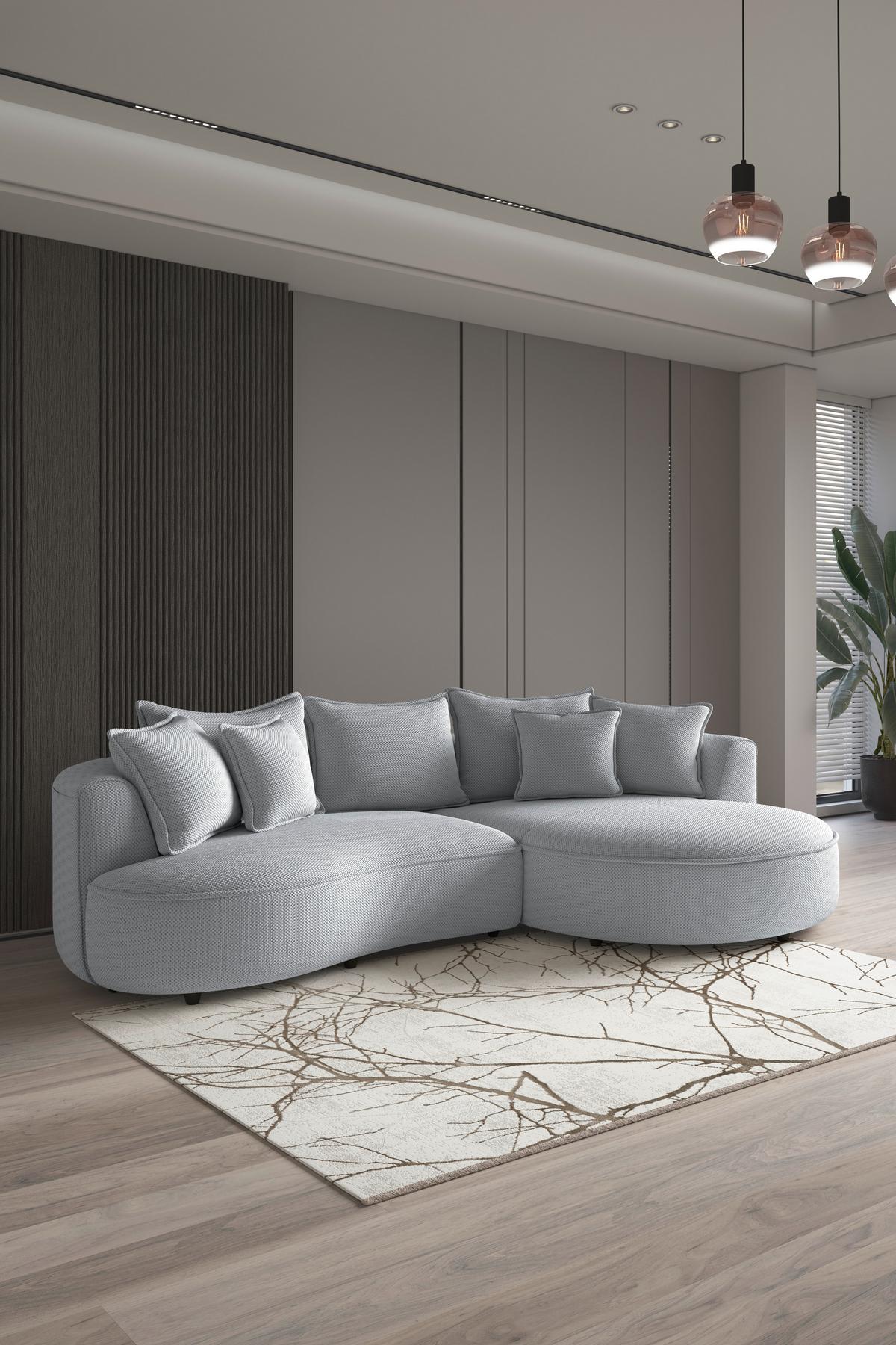 Ecksofa Levi - Grauweiß/Schwarz, MODERN, Textil (287/168cm)