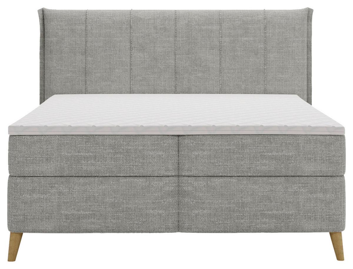 Americká posteľ VELORIA 140x200, sivá - sivá/prírodná farba, Konventionell, drevo/textil (140/200cm) - Mömax