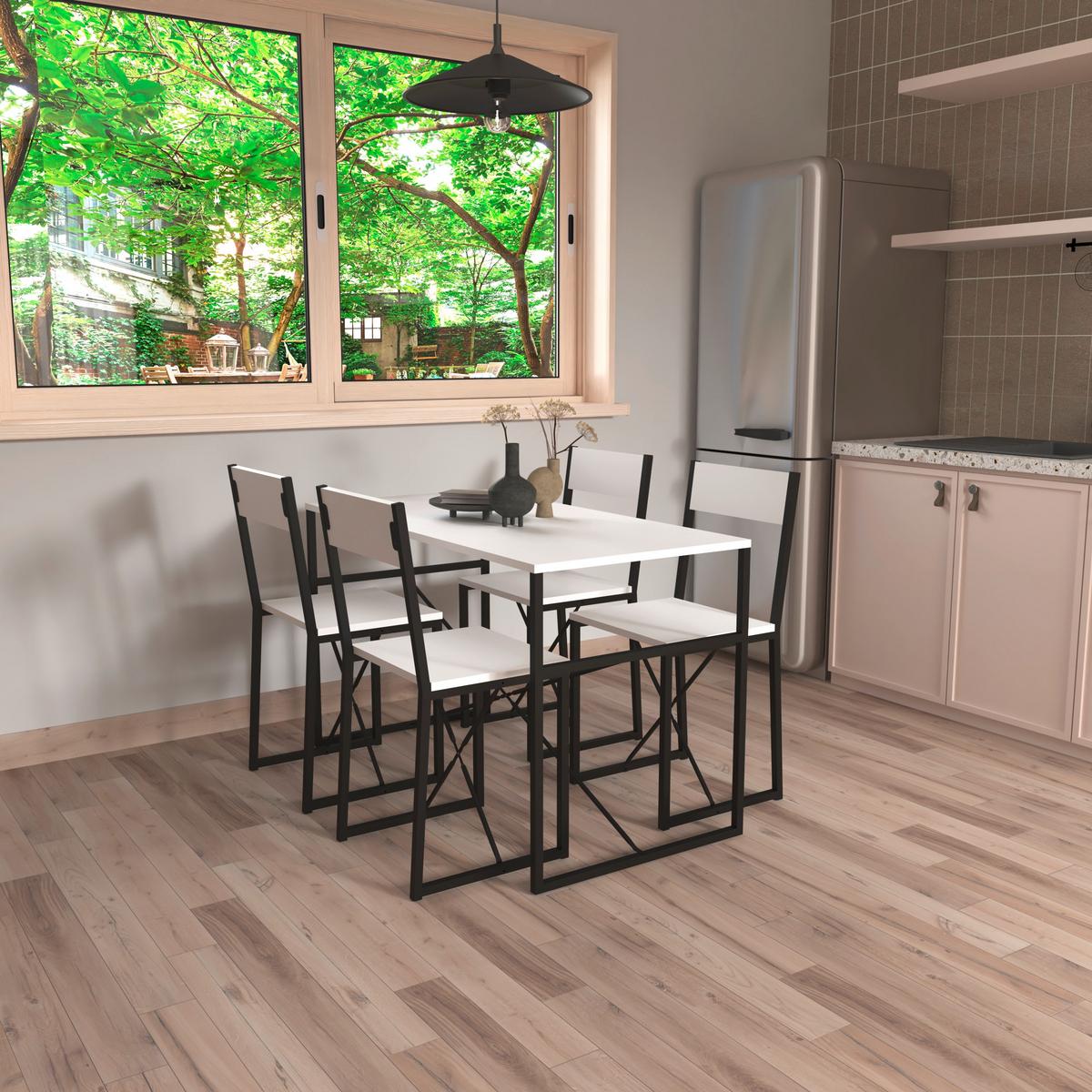 Esstisch Insasi Schwarz, Weiß L: 120 Cm - Schwarz/Weiß, Design, Holzwerkstoff/Metall (120/52,7/84,7cm) - MID.YOU