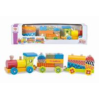 Holzeisenbahn 15 Bausteine Länge 41 cm - Multicolor, MODERN, Holz (41cm)