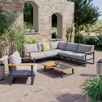 Loungegarnitur Arizona - Grau, MODERN, Holz/Textil (219/219cm) - Beldano