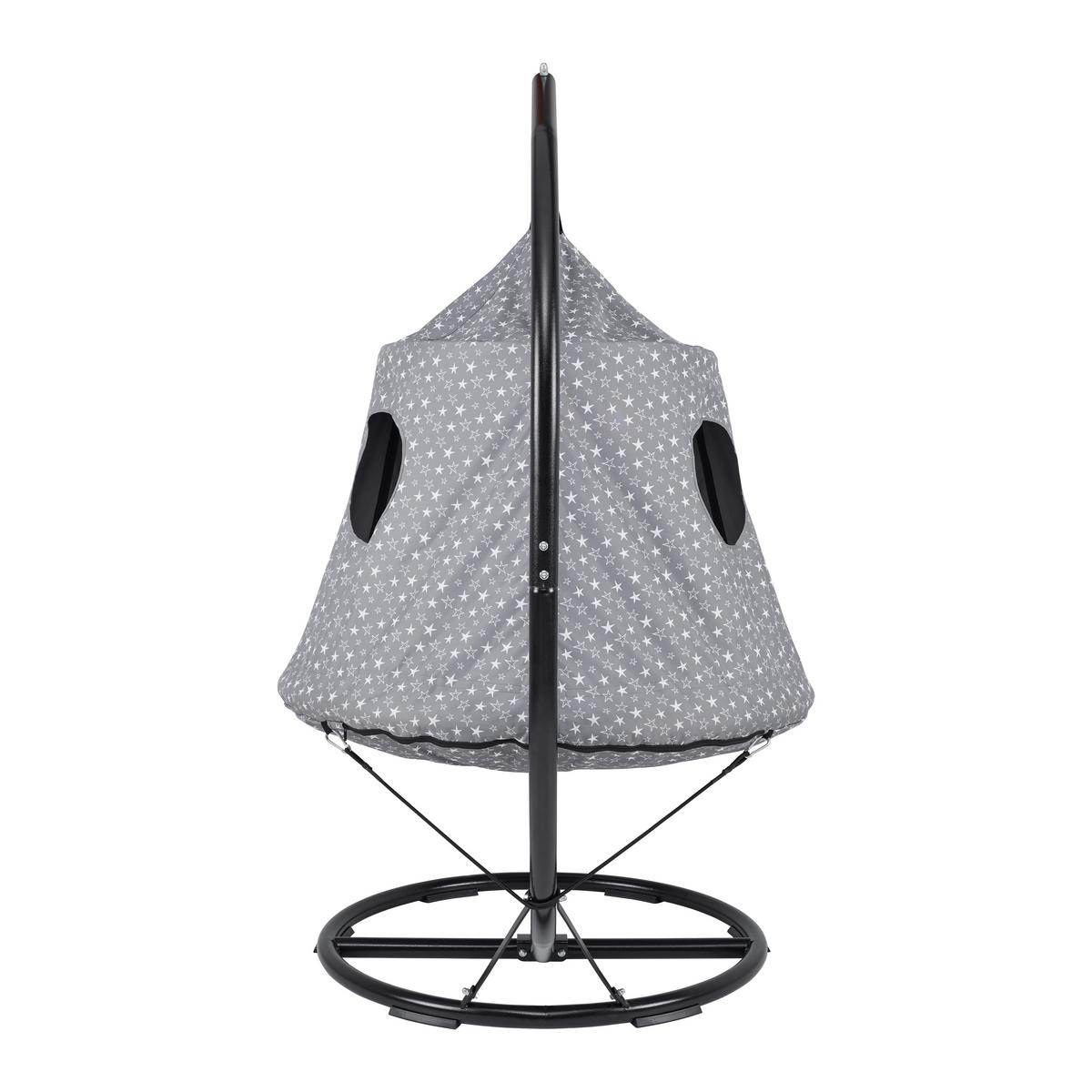 Závěsná houpačka pro děti MAYA - šedá/bílá, Moderní, kov/textil (110/190/110cm) - Bessagi Kids