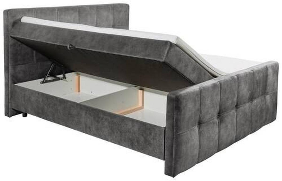 Boxbett Mit Topper & Bettkasten 160x200 Valetta - Anthrazit/Schwarz, MODERN, Holzwerkstoff/Textil (160/200cm) - MID.YOU
