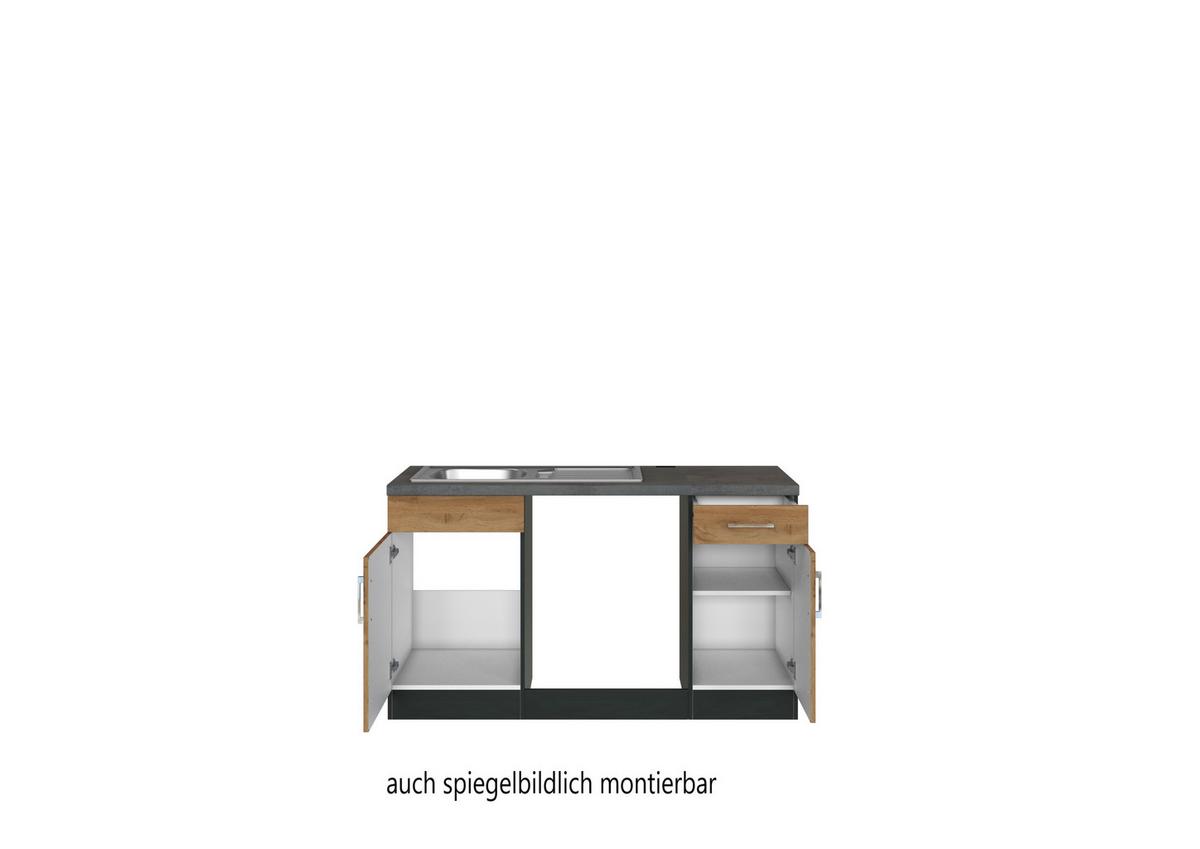Eckküche Winkelblock Ohne Geräte 270x210 Cm Eichefarben - Eichefarben/Anthrazit, MODERN, Holzwerkstoff (210/270cm) - Held