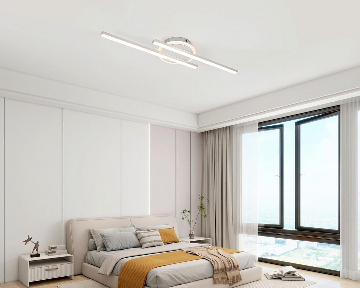 Led-deckenleuchte Cennet - Chromfarben/Alufarben, Basics, Kunststoff/Metall (15/58/5cm) - Luca Bessoni