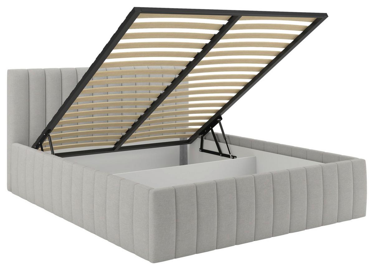 Čalúnená posteľ ORINOCO PL: 180/200 cm, svetlosivá - svetlosivá, Modern, kov/drevo (180/200cm) - Mömax