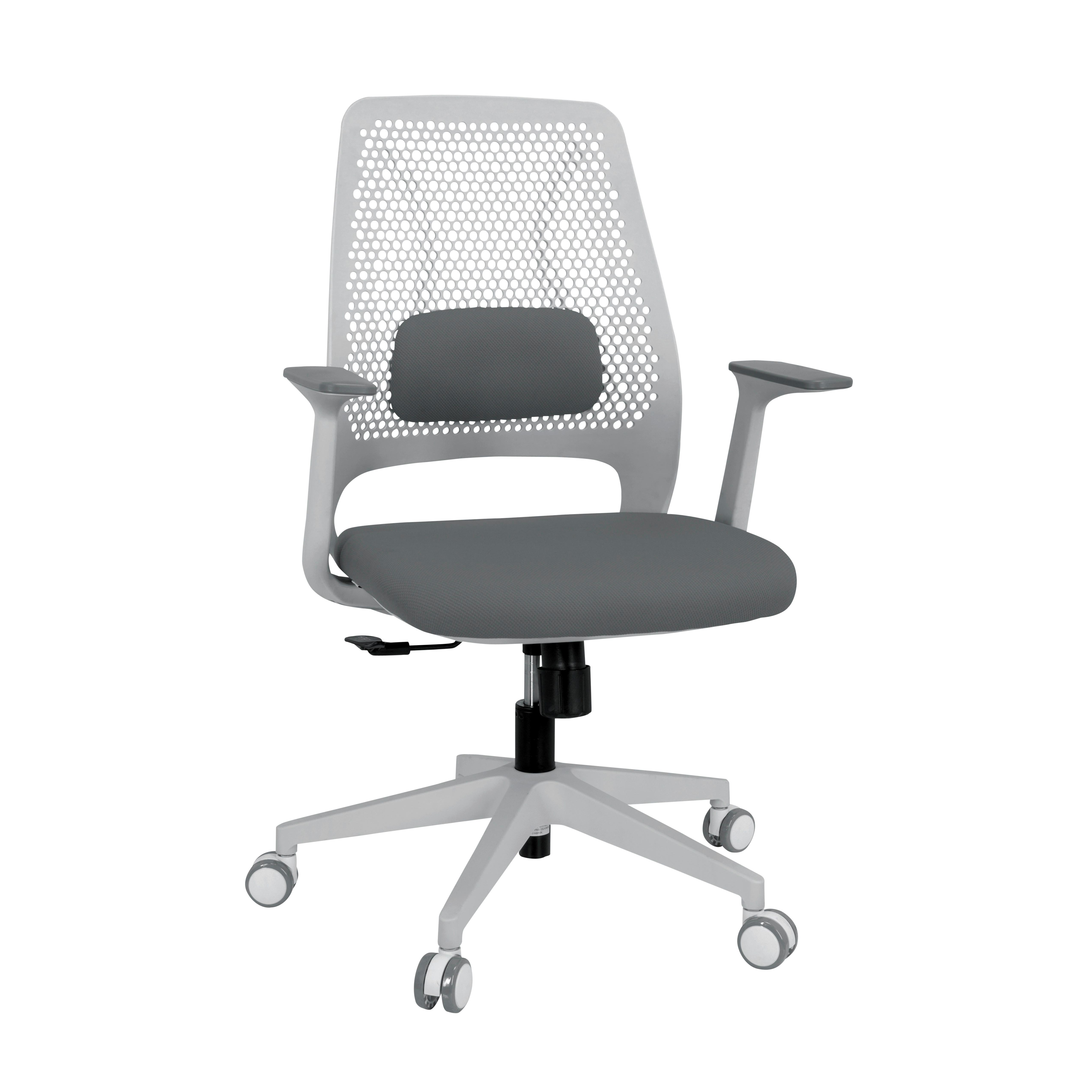 Bürostuhl Parferio Grau/Weiß Bis 110 Kg - Weiß/Grau, Basics, Kunststoff/Textil (63/99/56cm) - MID.YOU