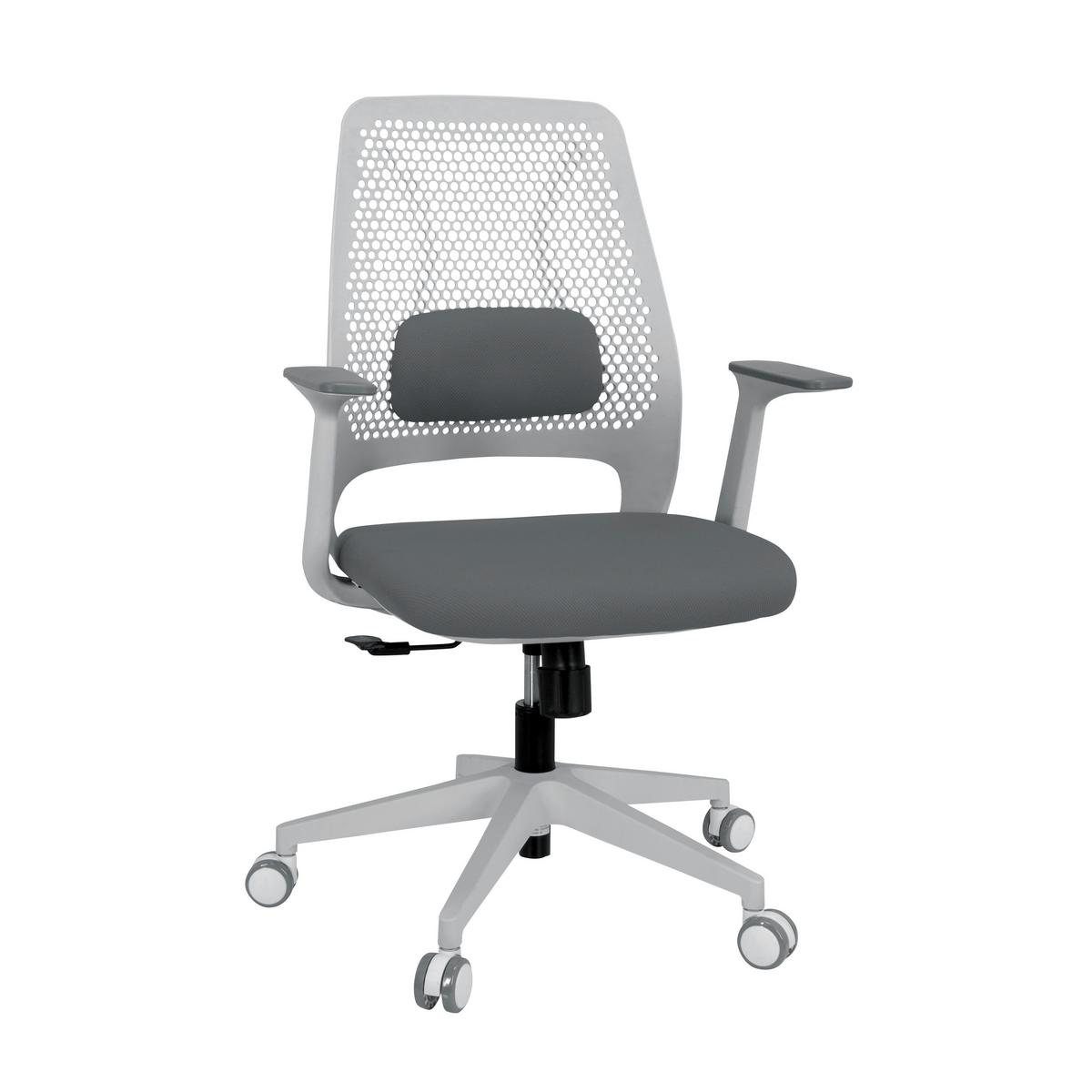 Bürostuhl Parferio Grau/weiß Bis 110 Kg - Weiß/Grau, Basics, Kunststoff/Textil (63/99/56cm) - MID.YOU