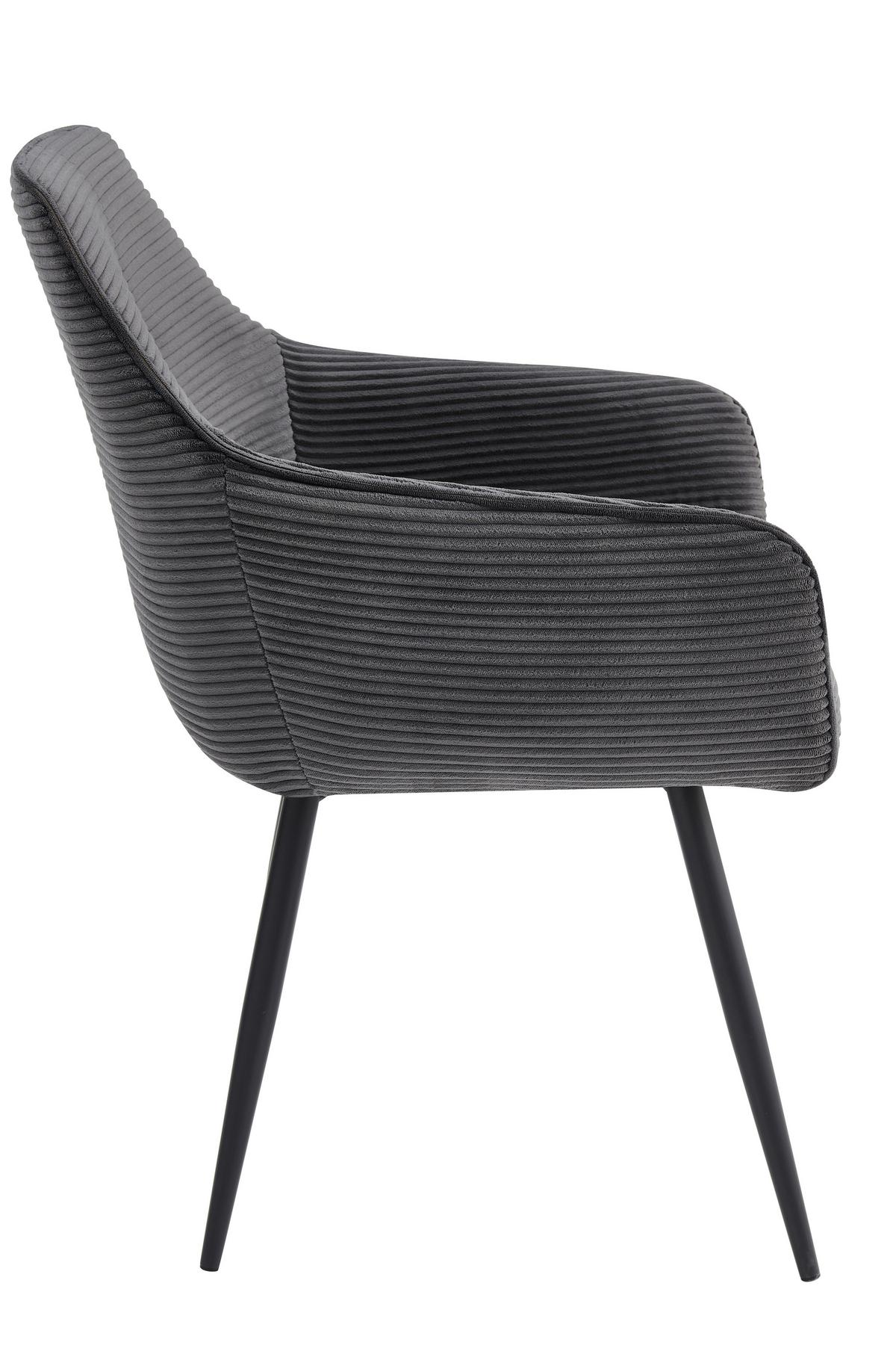 Armlehnstuhl-Set Verona II S 2er-Set - Anthrazit/Schwarz, MODERN, Textil/Metall (55/85/61cm) - MID.YOU