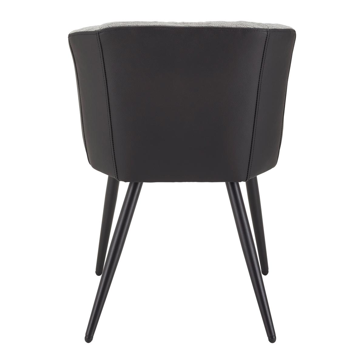 Jedálenská stolička Bianco pravá koža čierna - čierna/sivá, Modern, kov/koža (55,5/75,5/58cm) - Bessagi Home