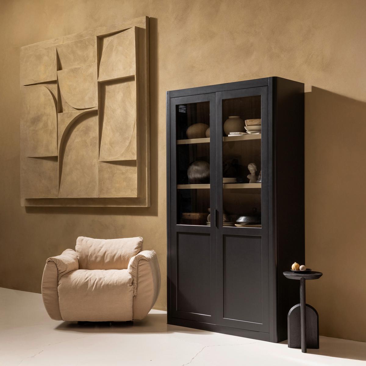 Vitrine Gunnar Schwarz B: 120 Cm - Schwarz, Design, Holz (120/217/48cm) - Livetastic