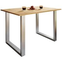 Esstisch Xona Silberfarben/Honigeiche - Honigeiche/Silberfarben, Design, Holzwerkstoff/Metall (110/80/76cm) - MID.YOU