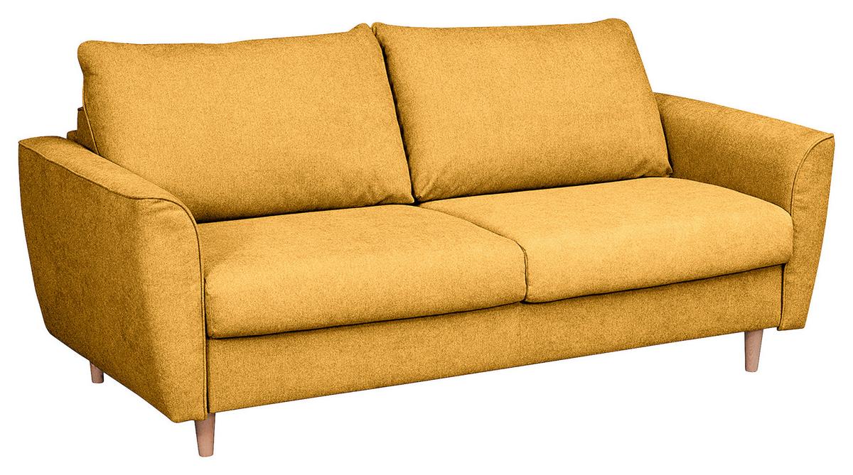 Schlafsofa Winter Senfgelb B: 195 cm - Buchefarben/Senfgelb, Design, Textil (195/90/102cm) - Livetastic