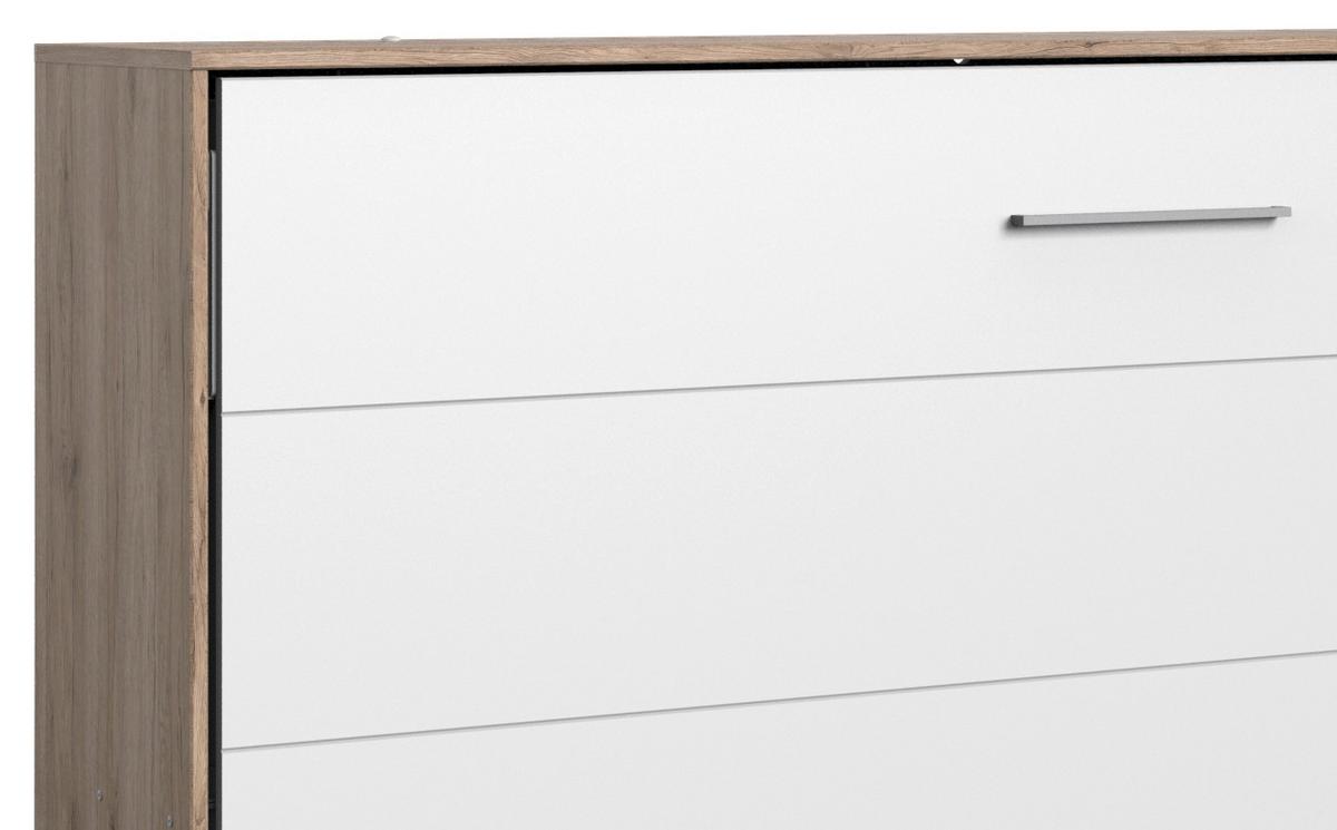 Schrankbett mit Lattenrost 90x200cm Juist, Weiß - Eichefarben/Weiß, KONVENTIONELL, Holz/Holzwerkstoff (90/200cm) - MID.YOU