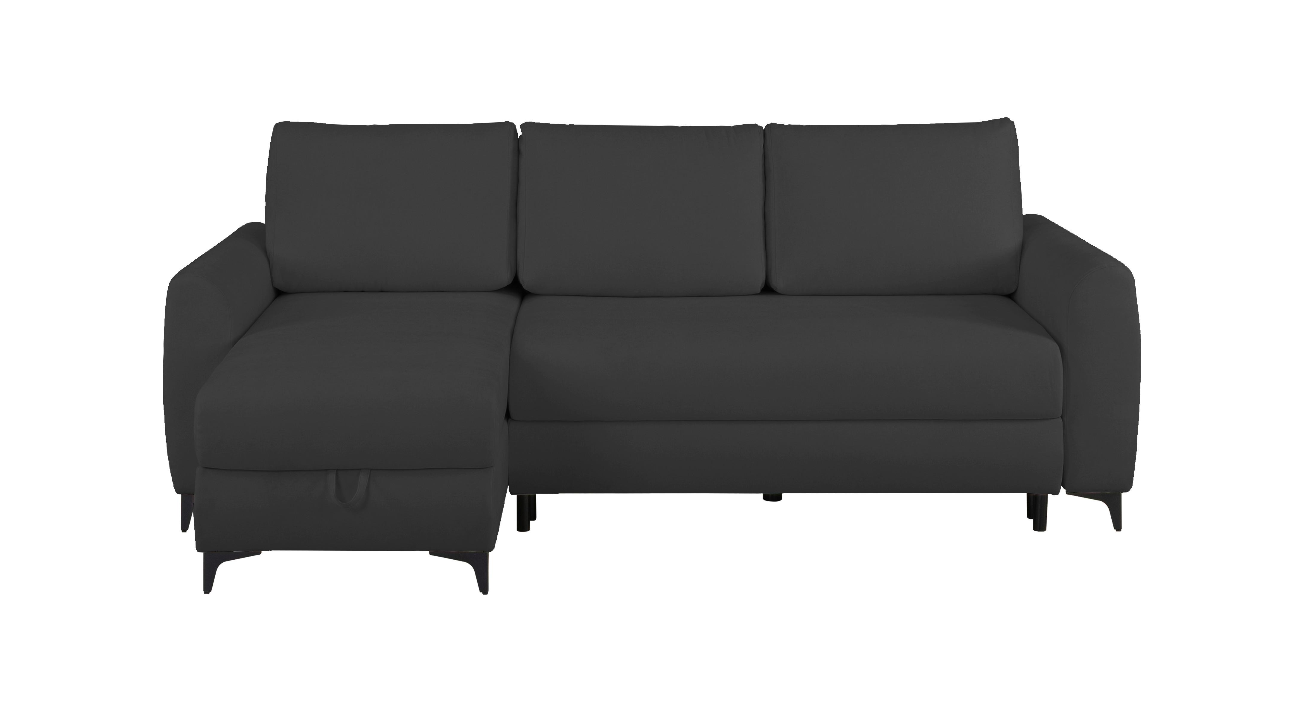 Ecksofa Moli, Anthrazit S: 236x148 cm - Anthrazit/Schwarz, Design, Textil (236/148cm) - MID.YOU