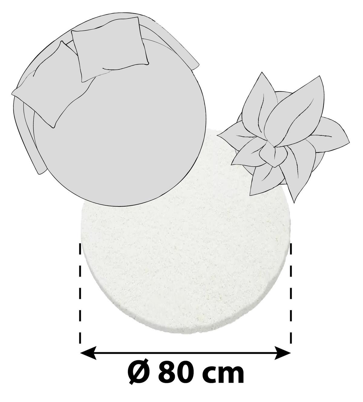 Hochflor Teppich Creme Dream Rund Ø 80 cm - Creme, KONVENTIONELL, Textil (80cm)