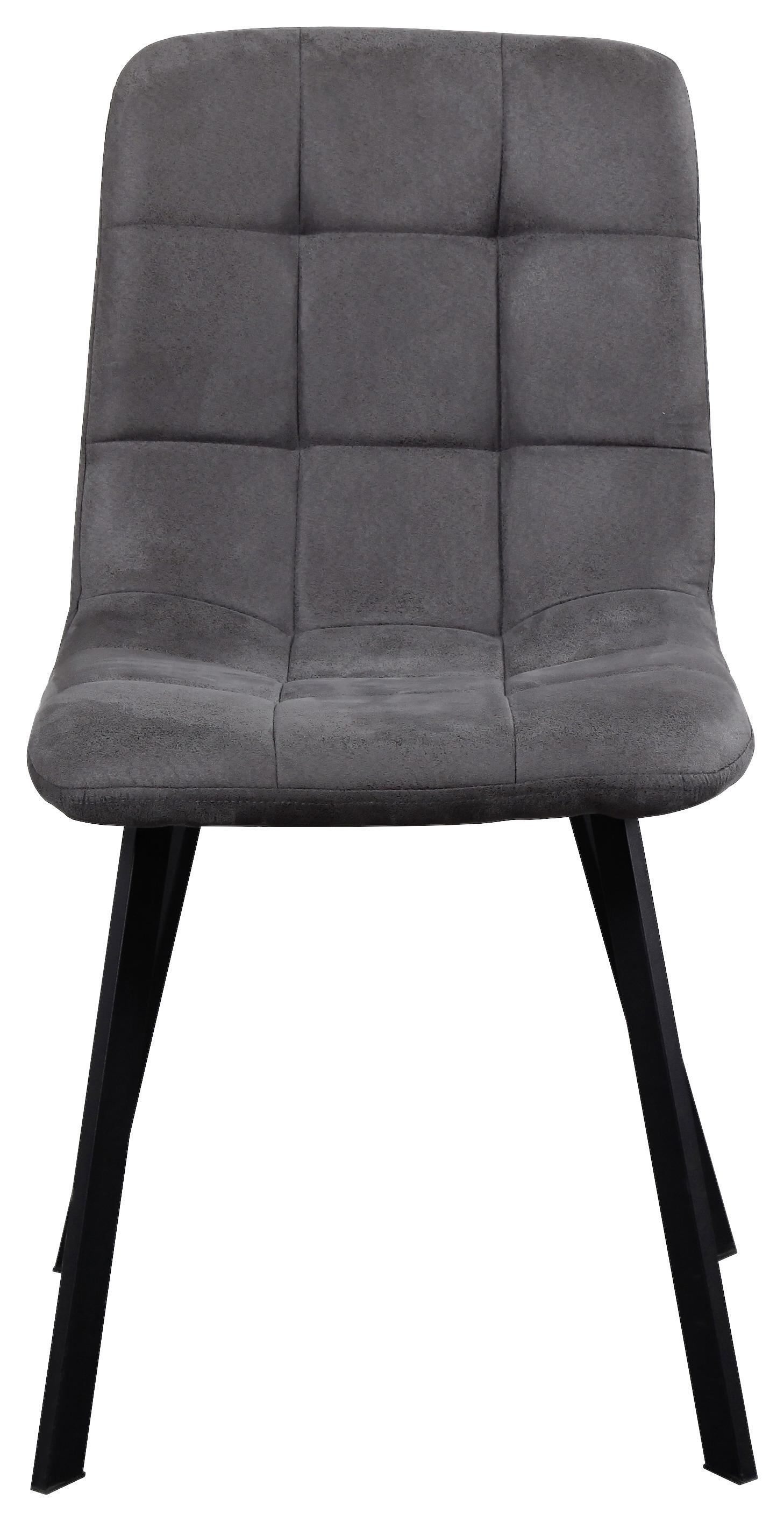 Esszimmerstuhl Lech 1 Grau Gepolstert, Massiv - Schwarz/Grau, MODERN, Holzwerkstoff/Textil (45/89/58cm)