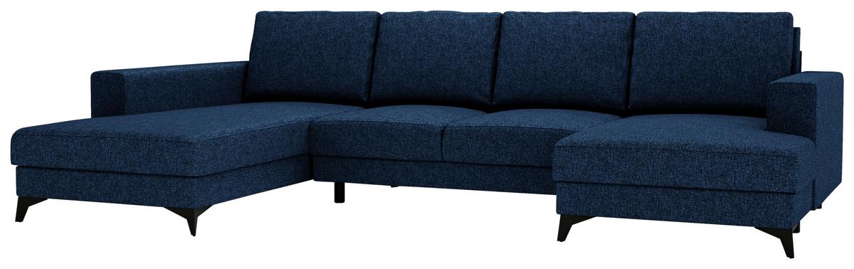 Harvey U Blau U: 190x339x156 Cm - Blau/Schwarz, Design, Textil (190/339/156cm) - Livetastic
