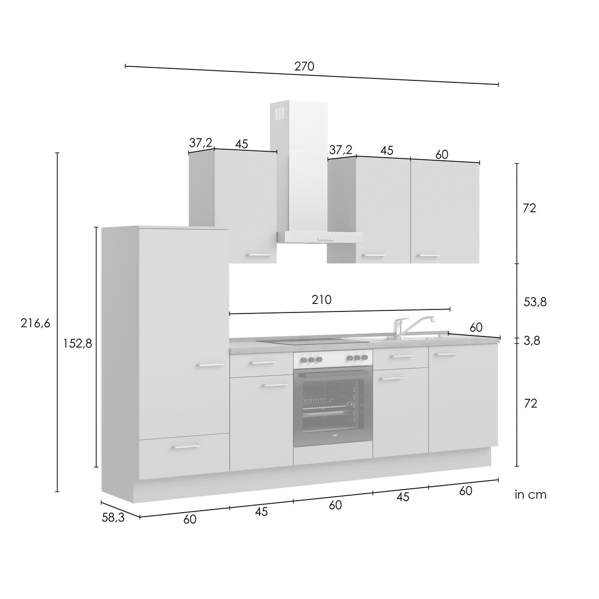 Kuchyňská linka 270 cm, olivově zelená - barvy dubu/černá, Moderní, kov/kompozitní dřevo (270cm) - Nobilia
