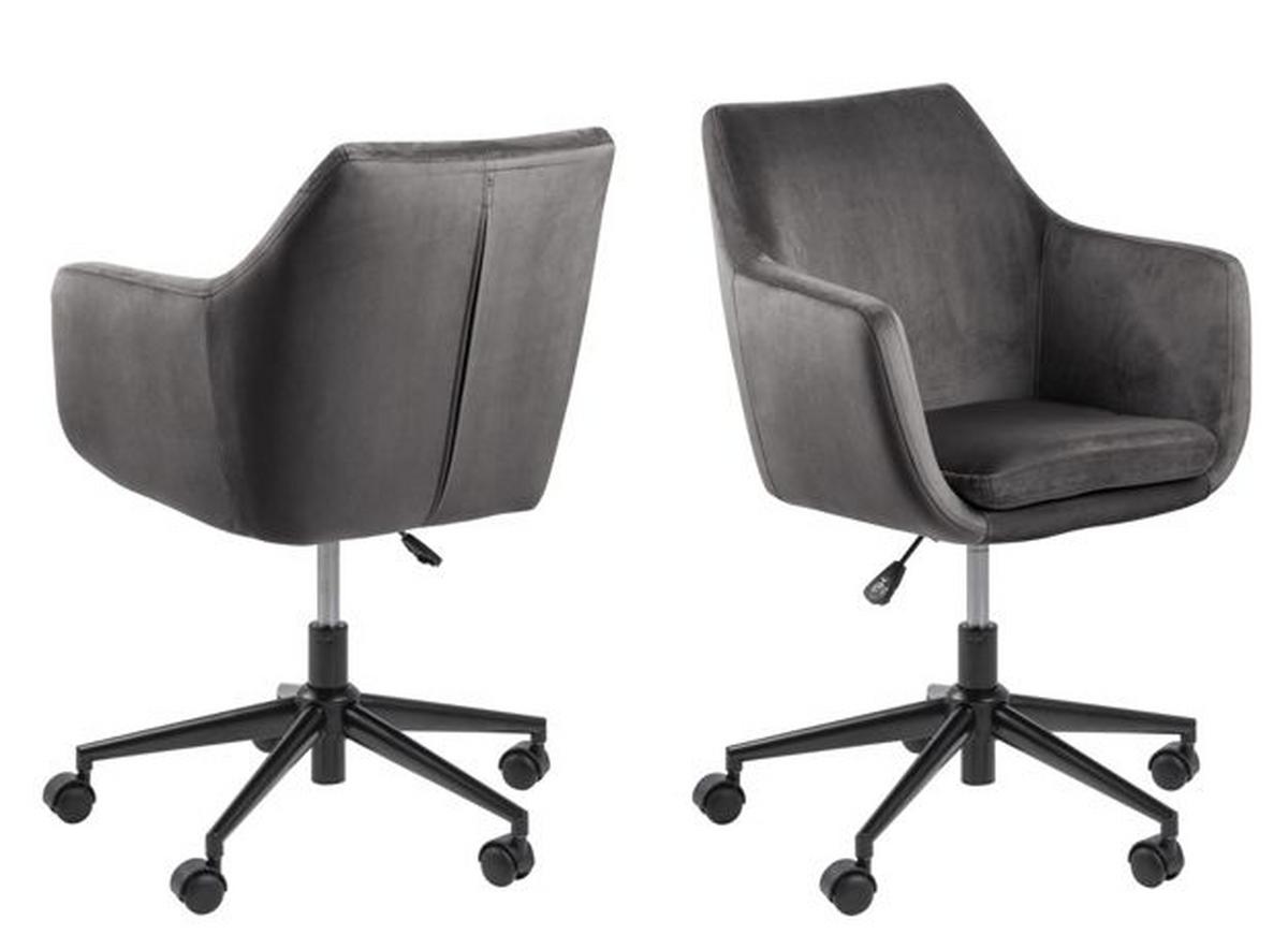 Kancelářská židle ze sametu Nora samet tmavěšedá - černá/tmavě šedá, Design, textil (58/91/58cm) - Carryhome