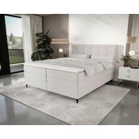 Boxspringbett Mitto mit Topper 180x200 cm - Silberfarben/Schwarz, KONVENTIONELL, Textil/Metall (180/200cm)