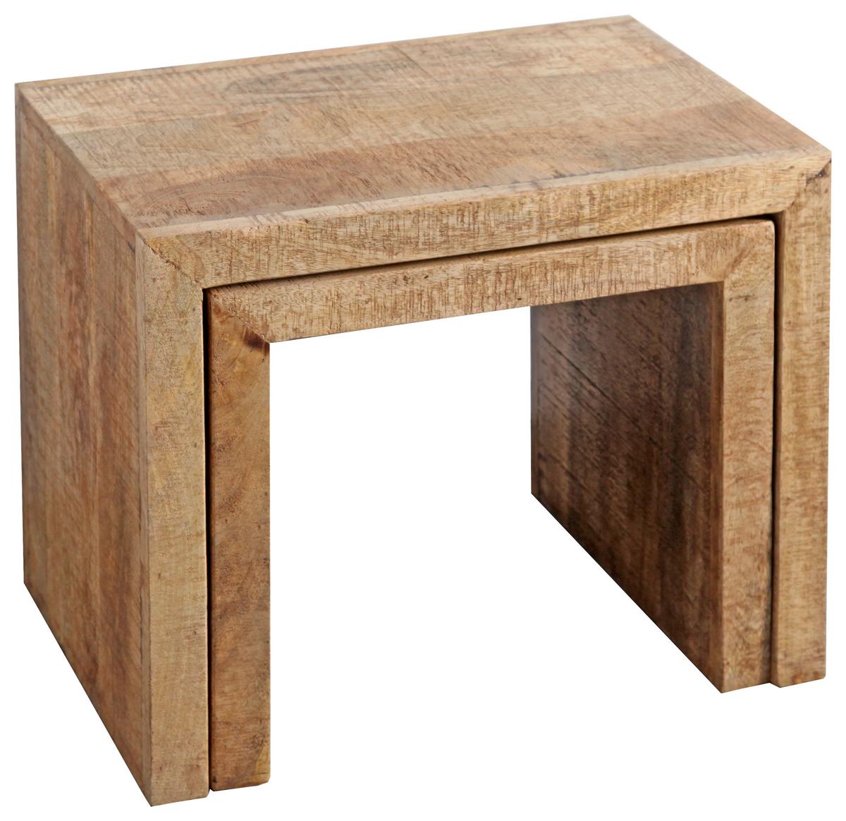 SADA STOLKŮ EVEREST -EXKLUSIV- - černá/přírodní barvy, Natur, dřevo (55-45/45-40/35cm)